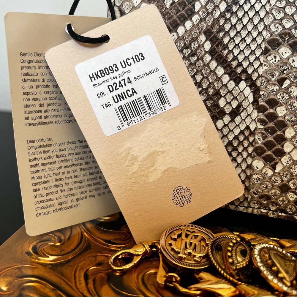 Roberto Cavalli Python Gold Coin Chain Bag - Picture 4 of 7